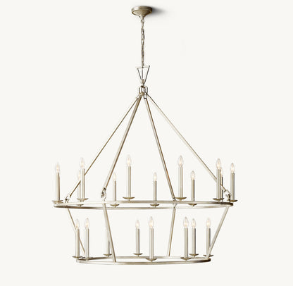 19TH C. ENGLISH OPENWORK TWO-TIER ROUND CHANDELIER 62"