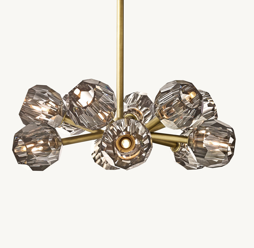 BOULE DE CRISTAL SMOKE GLASS ROUND CHANDELIER 24"