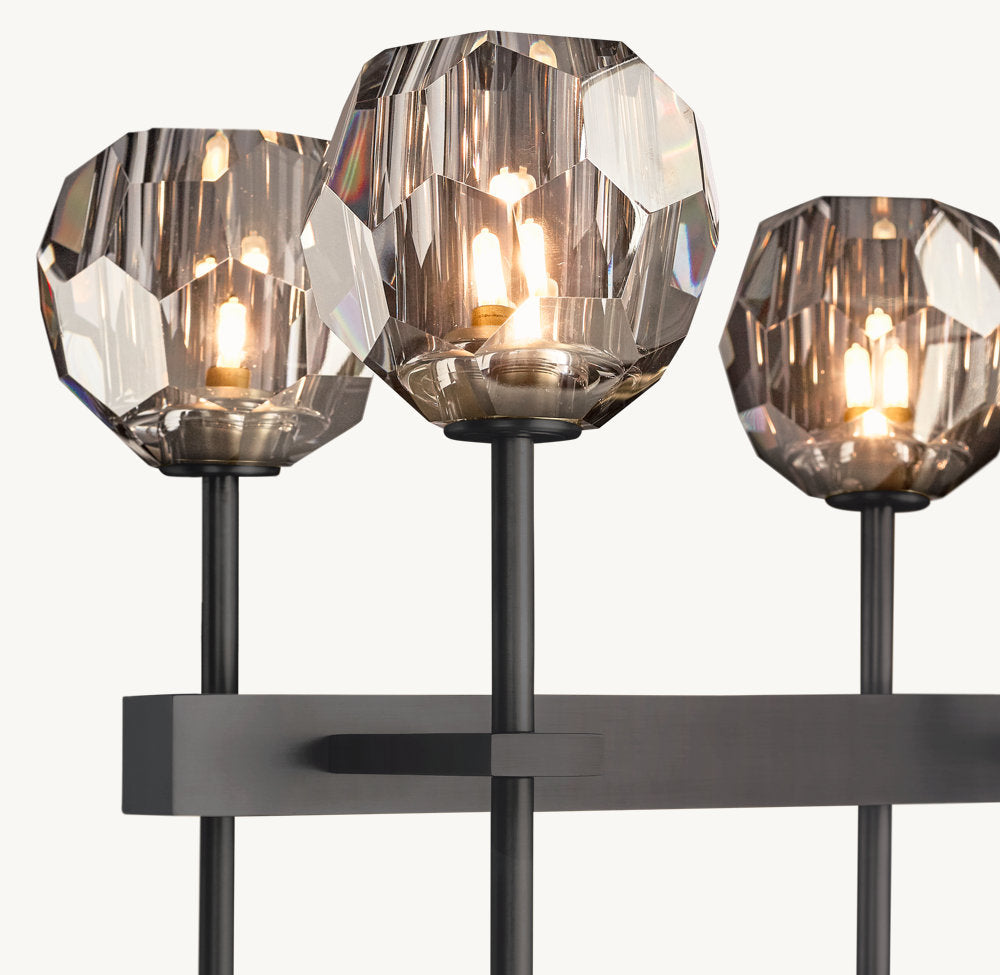 BOULE DE CRISTAL SMOKE GLASS DOUBLE LINEAR CHANDELIER 60"