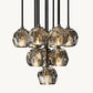 BOULE DE CRISTAL SMOKE GLASS ROUND CLUSTER CHANDELIER 14"