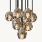 BOULE DE CRISTAL SMOKE GLASS ROUND CLUSTER CHANDELIER 14"