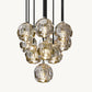 BOULE DE CRISTAL SMOKE GLASS ROUND CLUSTER CHANDELIER 14"