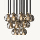 BOULE DE CRISTAL SMOKE GLASS ROUND CLUSTER CHANDELIER 19"