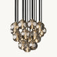 BOULE DE CRISTAL SMOKE GLASS ROUND CLUSTER CHANDELIER 19"