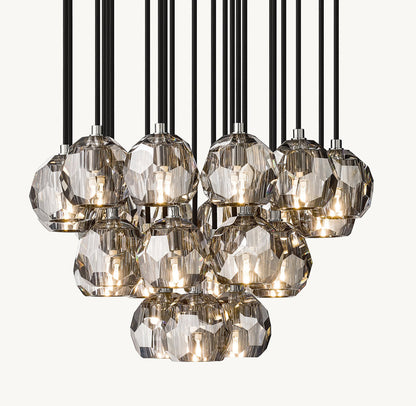 BOULE DE CRISTAL SMOKE GLASS ROUND CLUSTER CHANDELIER 24"