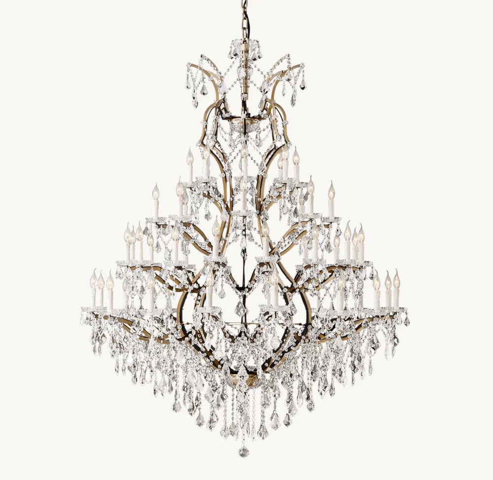 19TH C. ROCOCO IRON & CRYSTAL ROUND CHANDELIER 60"