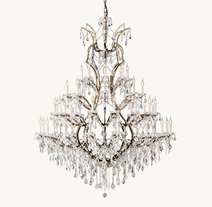 19TH C. ROCOCO IRON & CRYSTAL ROUND CHANDELIER 60"