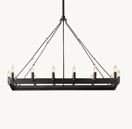 CAMINO VINTAGE CANDELABRA RECTANGULAR CHANDELIER 41"
