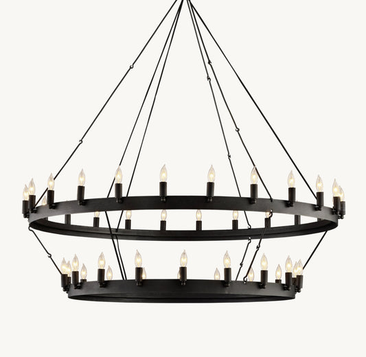 CAMINO VINTAGE CANDELABRA TWO-TIER CHANDELIER 50"