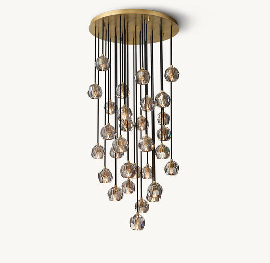 BOULE DE CRISTAL SMOKE GLASS ROUND CLUSTER CHANDELIER 30"