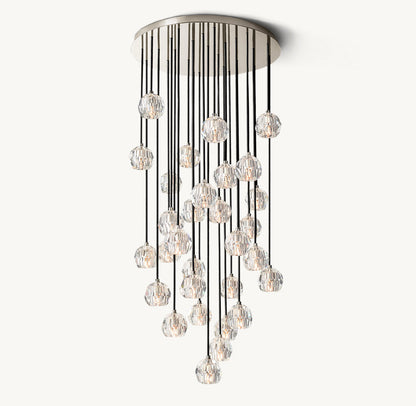 BOULE DE CRISTAL CLEAR GLASS ROUND CLUSTER CHANDELIER 30"