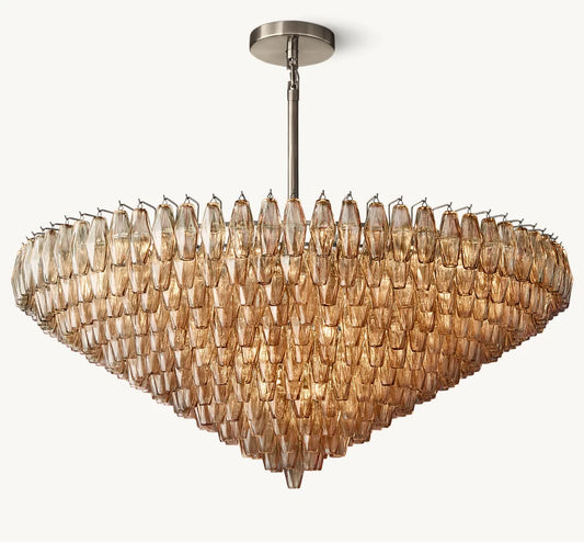 CHIARA SMOKE GLASS TIERED ROUND CHANDELIER 62"