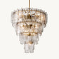 LATTICE CLEAR GLASS TIERED ROUND CHANDELIER 47"
