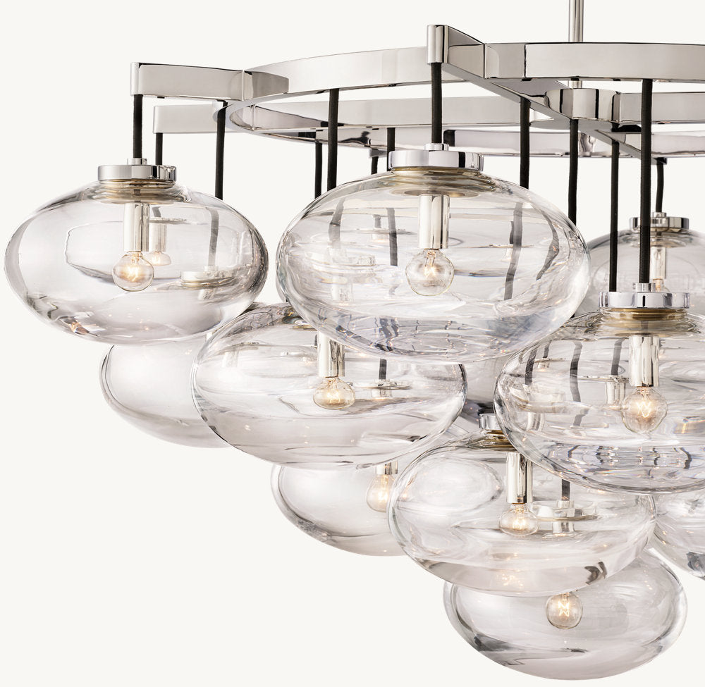 CABRETTE CLEAR GLASS ROUND CHANDELIER 48"