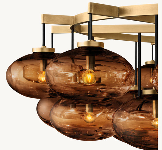 CABRETTE AMBER GLASS ROUND CHANDELIER 60"