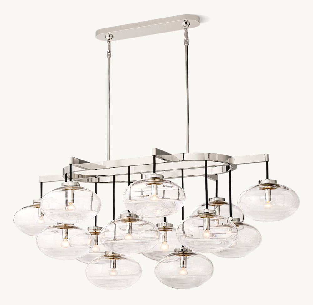 CABRETTE CLEAR GLASS LINEAR CHANDELIER 54"