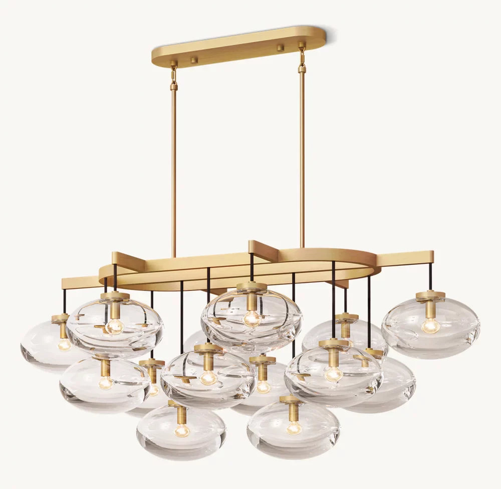 CABRETTE CLEAR GLASS LINEAR CHANDELIER 54"