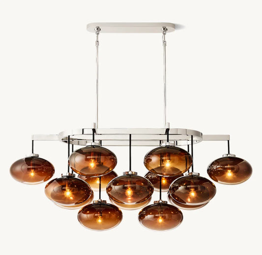 CABRETTE AMBER GLASS LINEAR CHANDELIER 54"