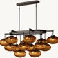 CABRETTE AMBER GLASS LINEAR CHANDELIER 54"