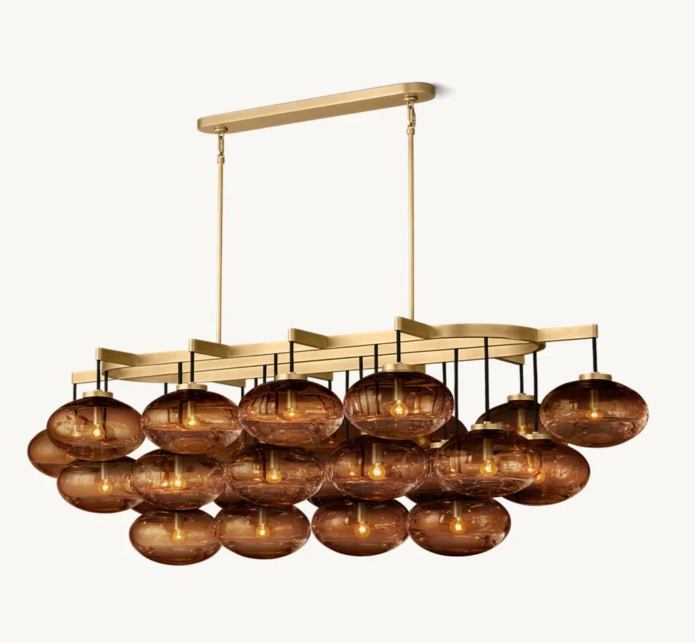 CABRETTE AMBER GLASS LINEAR CHANDELIER 72"