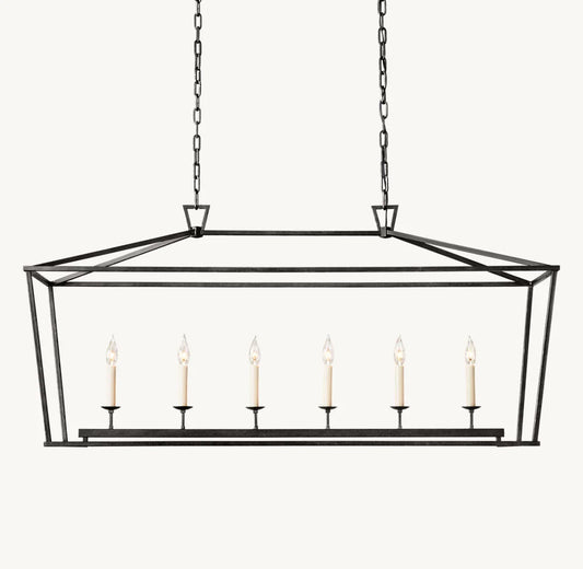 19TH C. ENGLISH OPENWORK RECTANGULAR CHANDELIER 54"