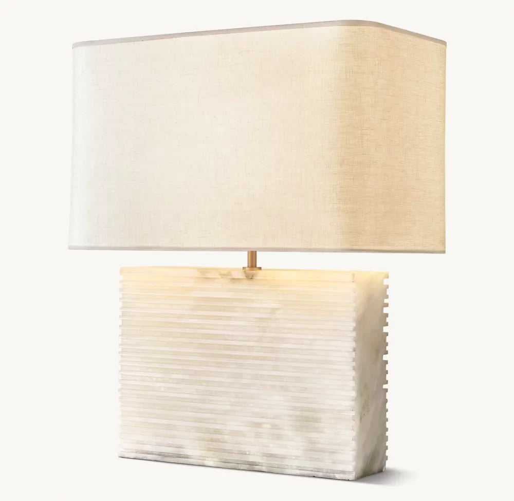 TALLADO ALABASTER WIDE RECTANGULAR TABLE LAMP