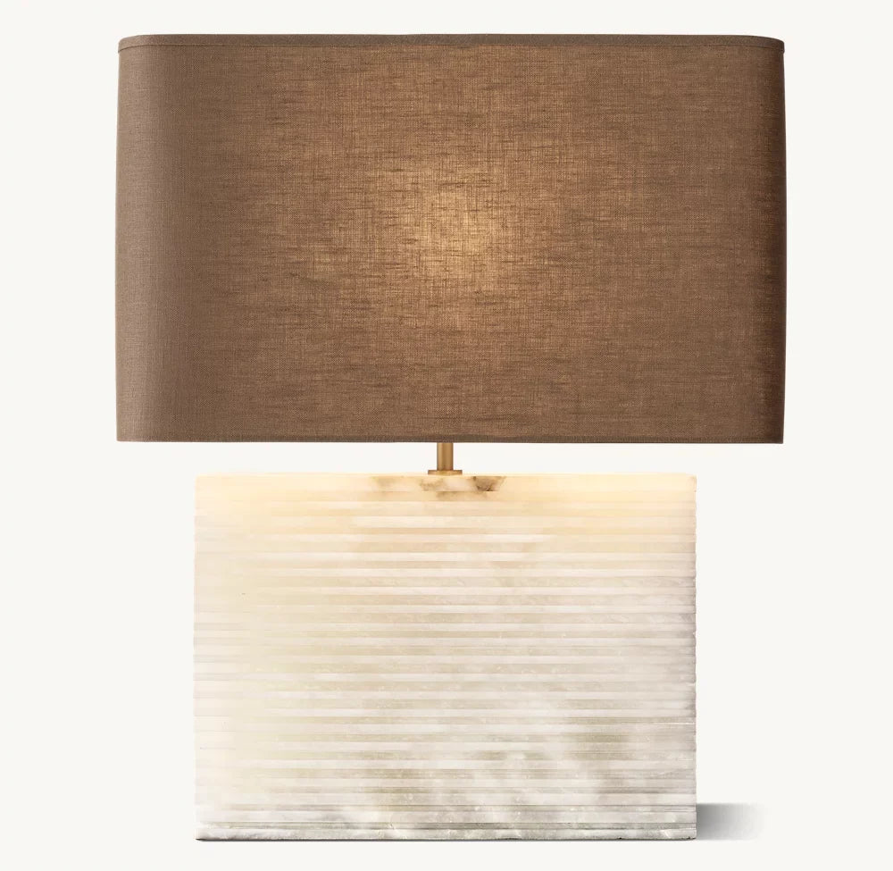 TALLADO ALABASTER WIDE RECTANGULAR TABLE LAMP