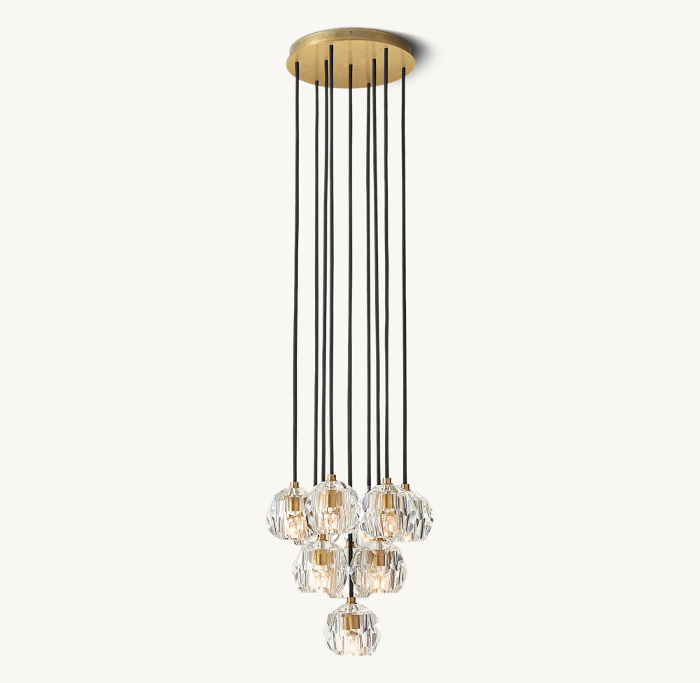 BOULE DE CRISTAL CLEAR GLASS ROUND CLUSTER CHANDELIER 14"