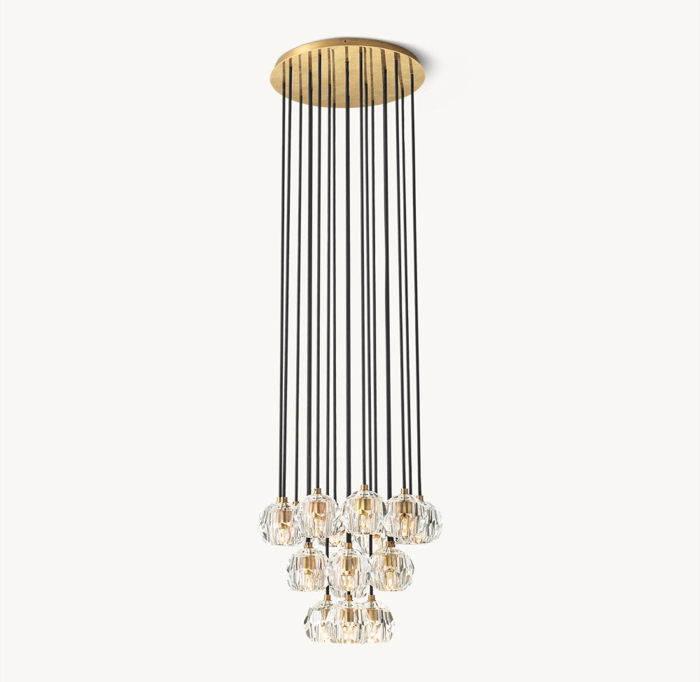 BOULE DE CRISTAL CLEAR GLASS ROUND CLUSTER CHANDELIER 19"
