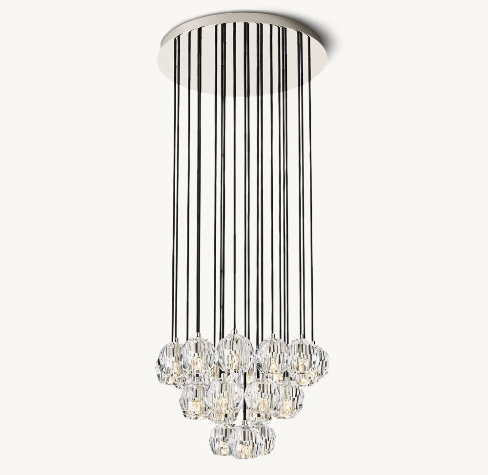 BOULE DE CRISTAL CLEAR GLASS ROUND CLUSTER CHANDELIER 24"