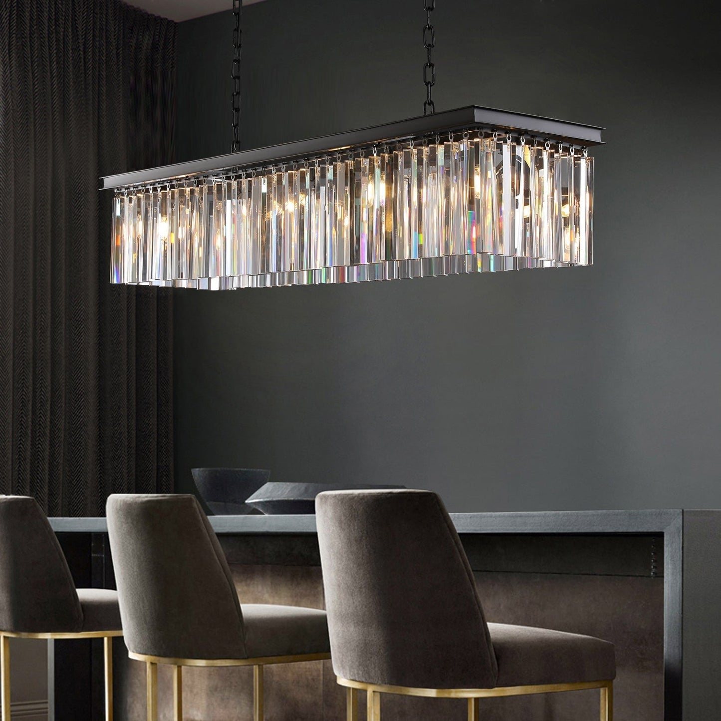 Rhys Rectangular Chandelier 49", 8-lights